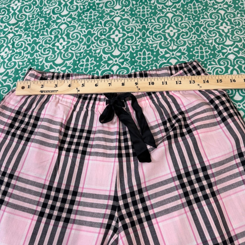 Victorias Secret Pink Plaid Flannel Pajama Set Lurex Shimmer Womens Small Pjs - Picture 8 of 11